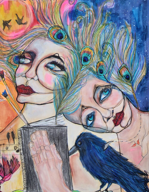 Birds of a Feather - Mixed Media Artwork by April Mansilla.