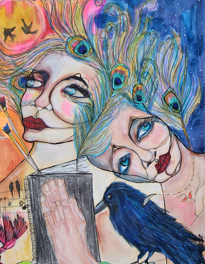 Birds of a Feather - Mixed Media Artwork by April Mansilla.