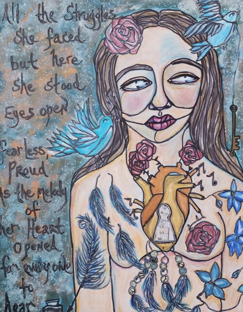 The Melody of her Heart - Mixed Media Artwork by April Mansilla.