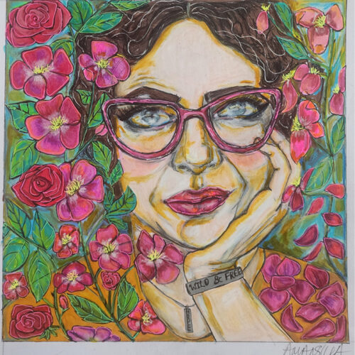 Through My Rose Coloured Glasses - Art Prints Expressive Art by April Mansilla in Hamilton, Ontario.